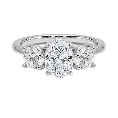 Solitaire 1 CT Oval Cut Lab Grown Diamond Three Stone Engagement Ring - view 6