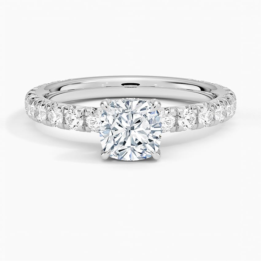 Hidden Halo 1 CT Cushion Cut Lab Grown Diamond Engagement Ring - view 4