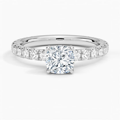 Hidden Halo 1 CT Cushion Cut Lab Grown Diamond Engagement Ring - view 4