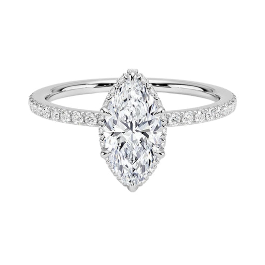 Hidden Halo 1 CT Marquise Cut Lab Grown Diamond Ring - view 1