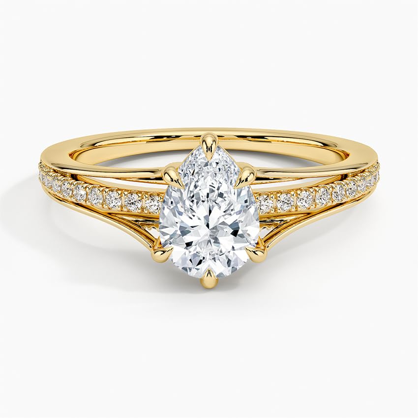 Pave 1 CT Pear Cut Lab Grown Diamond Engagement Ring - view 4