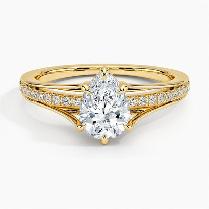 Pave 1 CT Pear Cut Lab Grown Diamond Engagement Ring - view 4