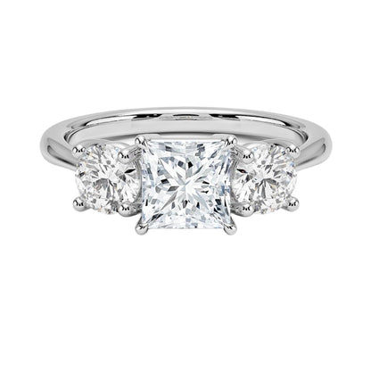 Solitaire 1 CT Princess Cut Lab Grown Diamond Three Stone Engagement Ring - view 1