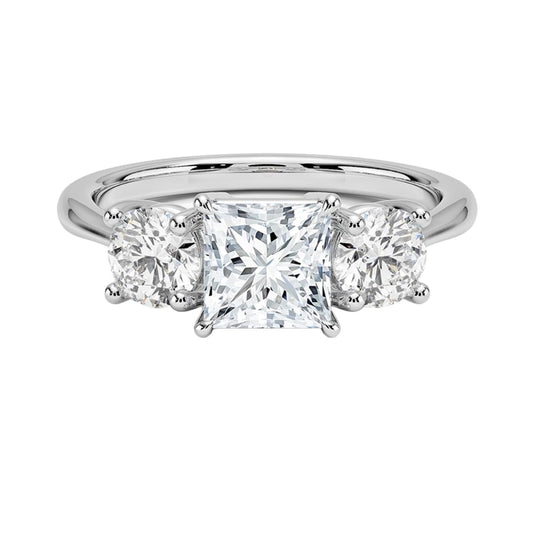 Solitaire 1 CT Princess Cut Lab Grown Diamond Three Stone Engagement Ring - view 1
