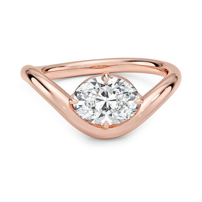 Solitaire 1 CT Oval Cut Lab Grown Diamond Curved Band Engagement Ring - view 2