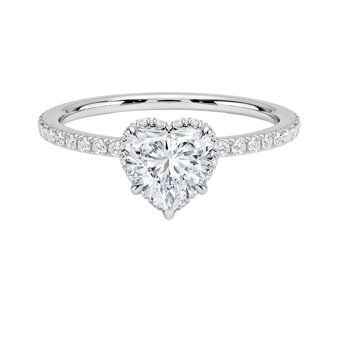 Hidden Halo 1 CT Heart Cut Lab Grown Diamond Ring - view 6