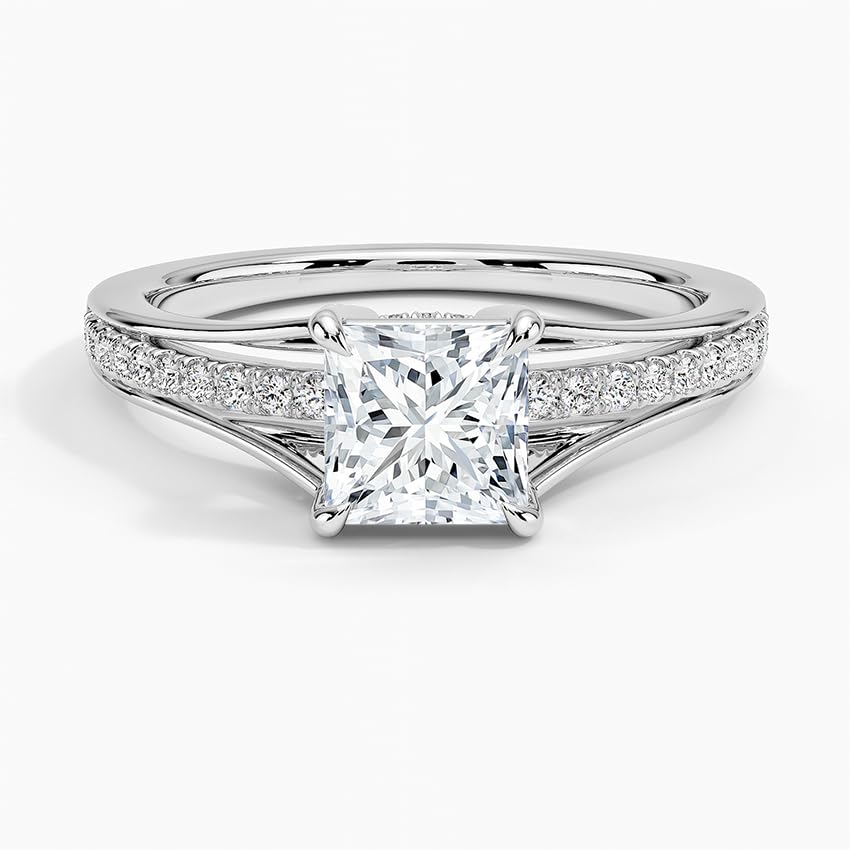 Pave 1 CT Princess Cut Lab Grown Diamond Engagement Ring - view 6
