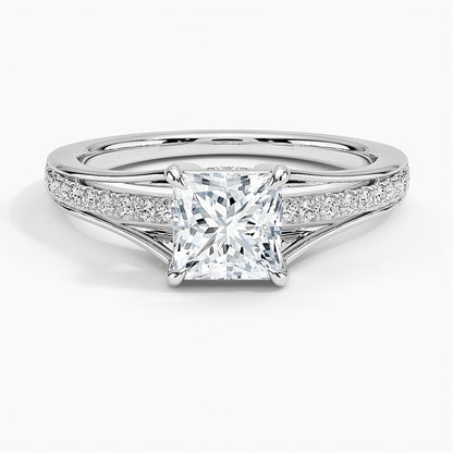Pave 1 CT Princess Cut Lab Grown Diamond Engagement Ring - view 6