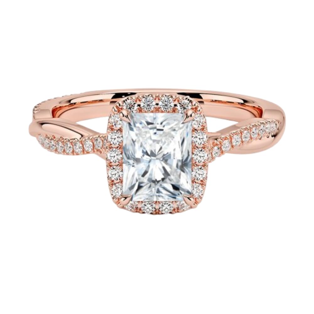 Twisted Band 1 CT Radiant Cut Lab Grown Diamond Engagement Halo Ring - view 4