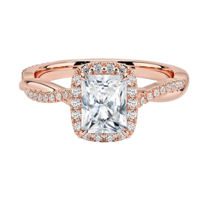 Twisted Band 1 CT Radiant Cut Lab Grown Diamond Engagement Halo Ring - view 4