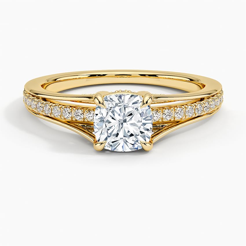 Pave 1 CT Cushion Cut Lab Grown Diamond Engagement Ring - view 4