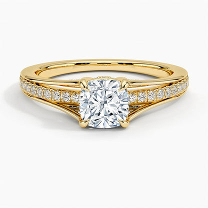 Pave 1 CT Cushion Cut Lab Grown Diamond Engagement Ring - view 4