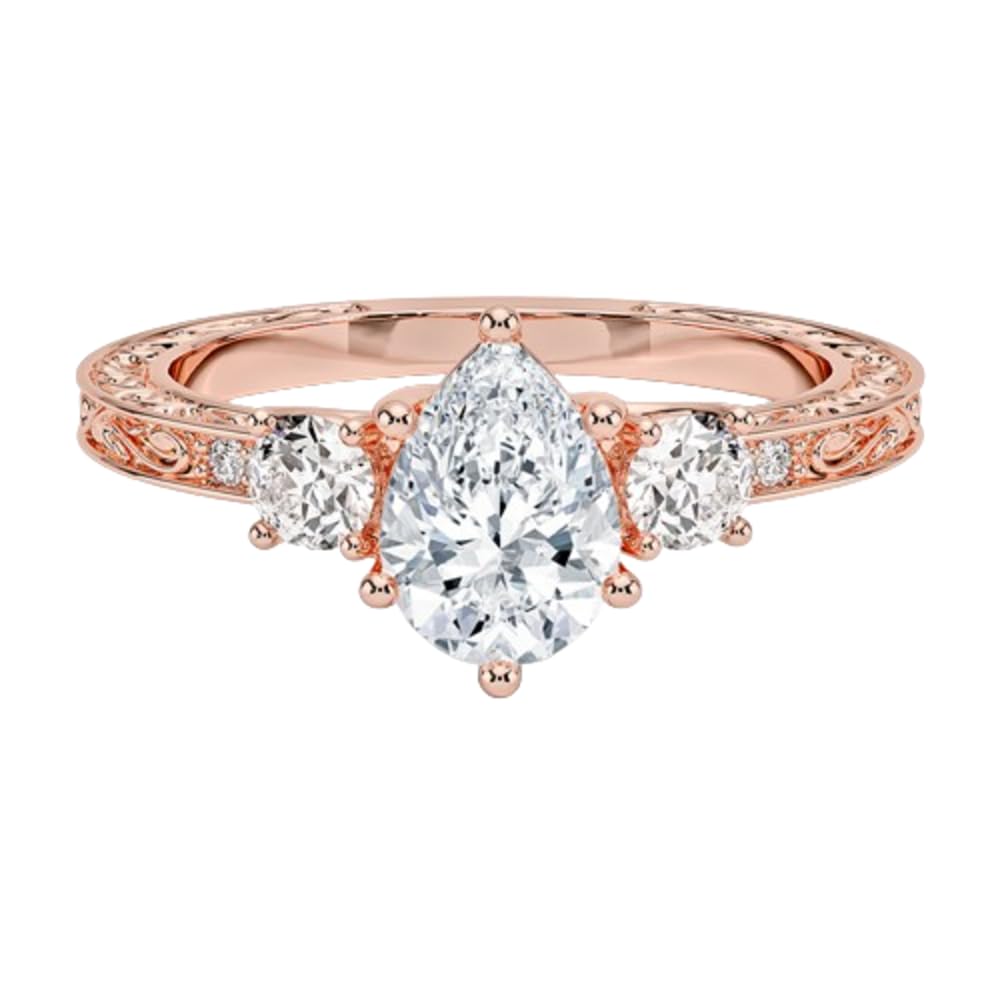 Solitaire 1 CT Pear Cut Lab Grown Diamond Engagement Ring - view 6