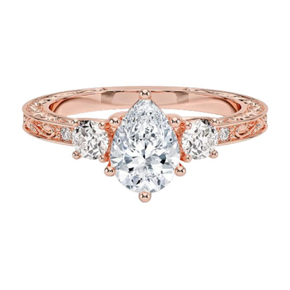 Solitaire 1 CT Pear Cut Lab Grown Diamond Engagement Ring - view 6