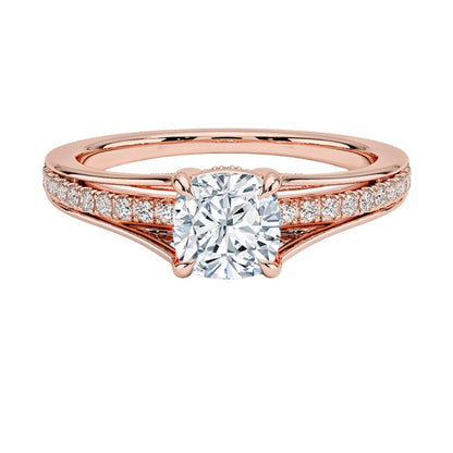 Pave 1 CT Cushion Cut Lab Grown Diamond Engagement Ring - view 1
