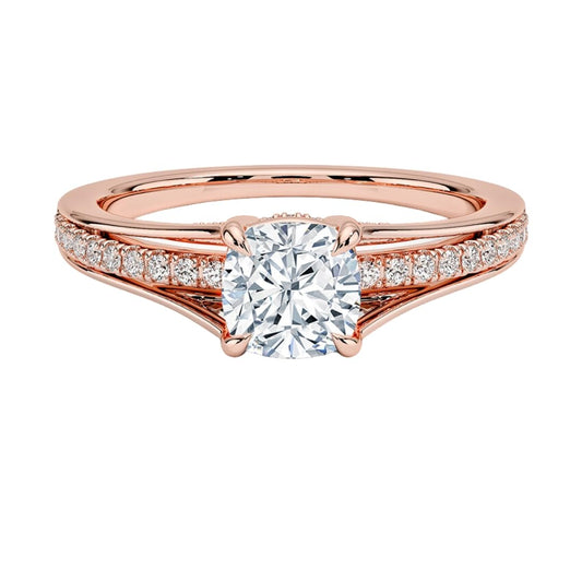 Pave 1 CT Cushion Cut Lab Grown Diamond Engagement Ring - view 1