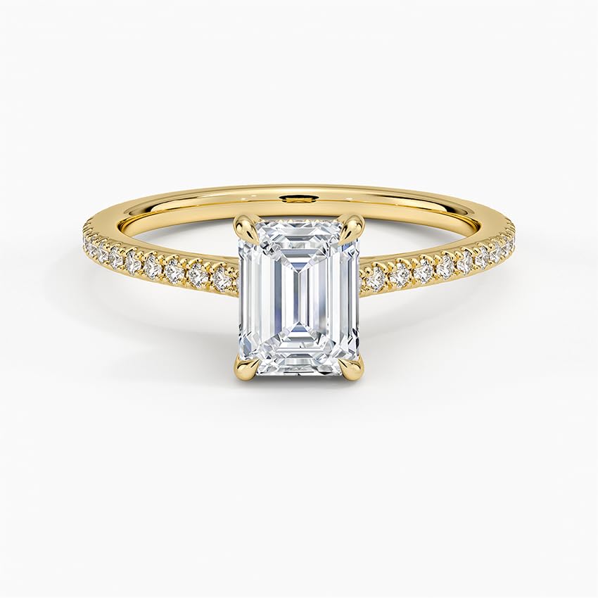 Hidden Halo 1 CT Emerald Cut Lab Grown Diamond Engagement Ring - view 4