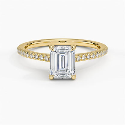 Hidden Halo 1 CT Emerald Cut Lab Grown Diamond Engagement Ring - view 4