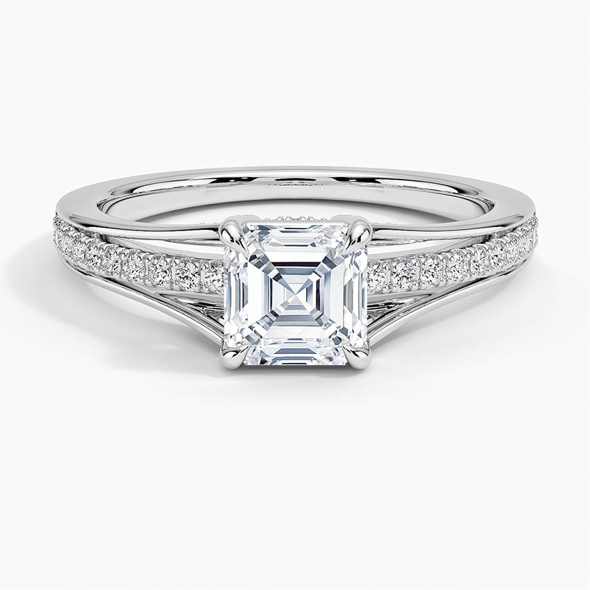 Pave 1 CT Asscher Cut Lab Grown Diamond Engagement Ring - view 6