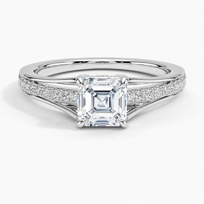 Pave 1 CT Asscher Cut Lab Grown Diamond Engagement Ring - view 6
