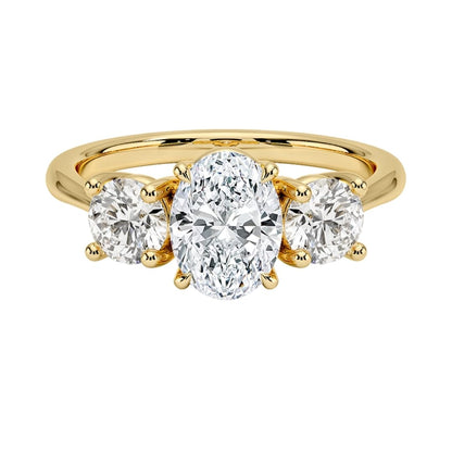 Solitaire 1 CT Oval Cut Lab Grown Diamond Three Stone Engagement Ring - view 1