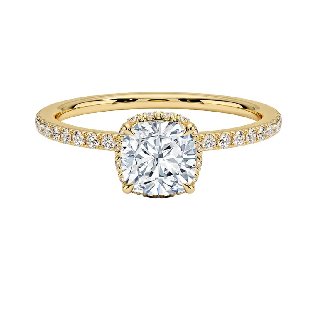 Hidden Halo 1 CT Cushion Cut Lab Grown Diamond Ring - view 1