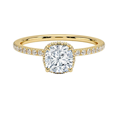 Hidden Halo 1 CT Cushion Cut Lab Grown Diamond Ring - view 1