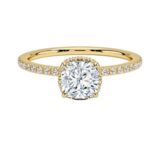 Hidden Halo 1 CT Cushion Cut Lab Grown Diamond Ring - view 1