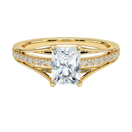 Pave 1 CT Radiant Cut Lab Grown Diamond Engagement Ring - view 1
