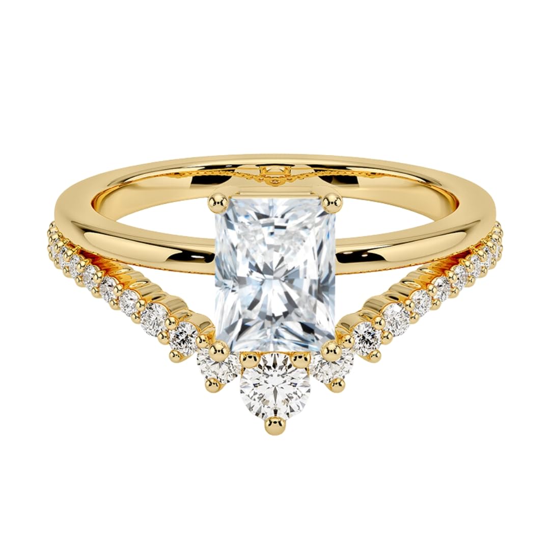 Solitaire 1 CT Radiant Cut Lab Grown Diamond Curved Engagement Ring - view 4