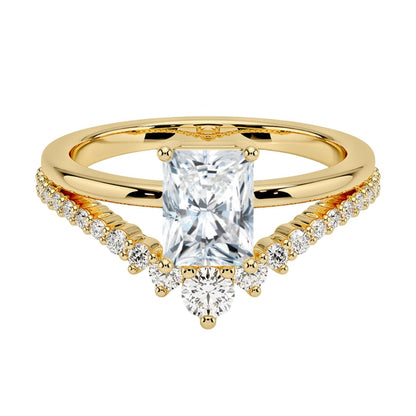Solitaire 1 CT Radiant Cut Lab Grown Diamond Curved Engagement Ring - view 4