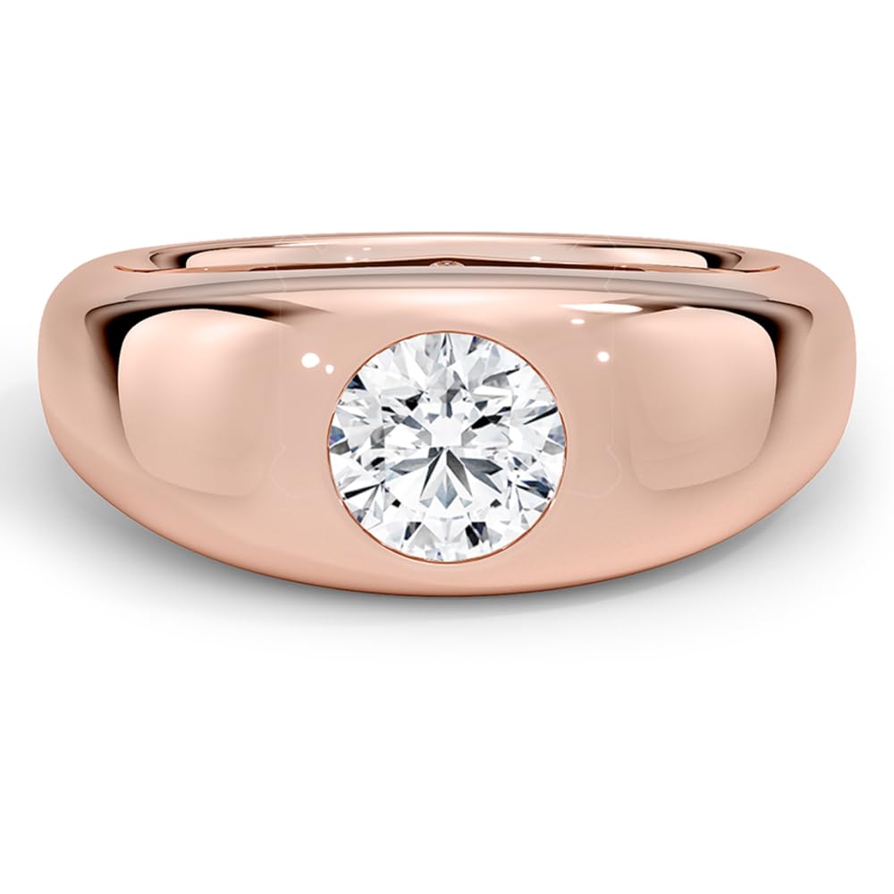 Solitaire 1 CT Round Cut Lab Grown Diamond Bezel Engagement Ring - view 5