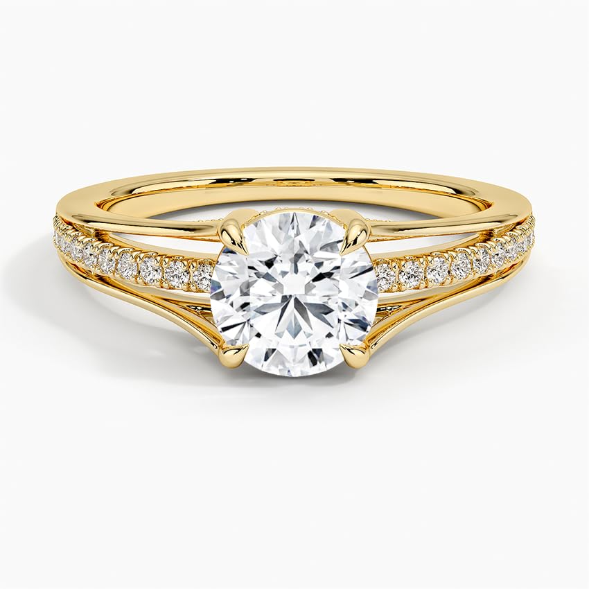 Pave 1 CT Round Cut Lab Grown Diamond Engagement Ring - view 6