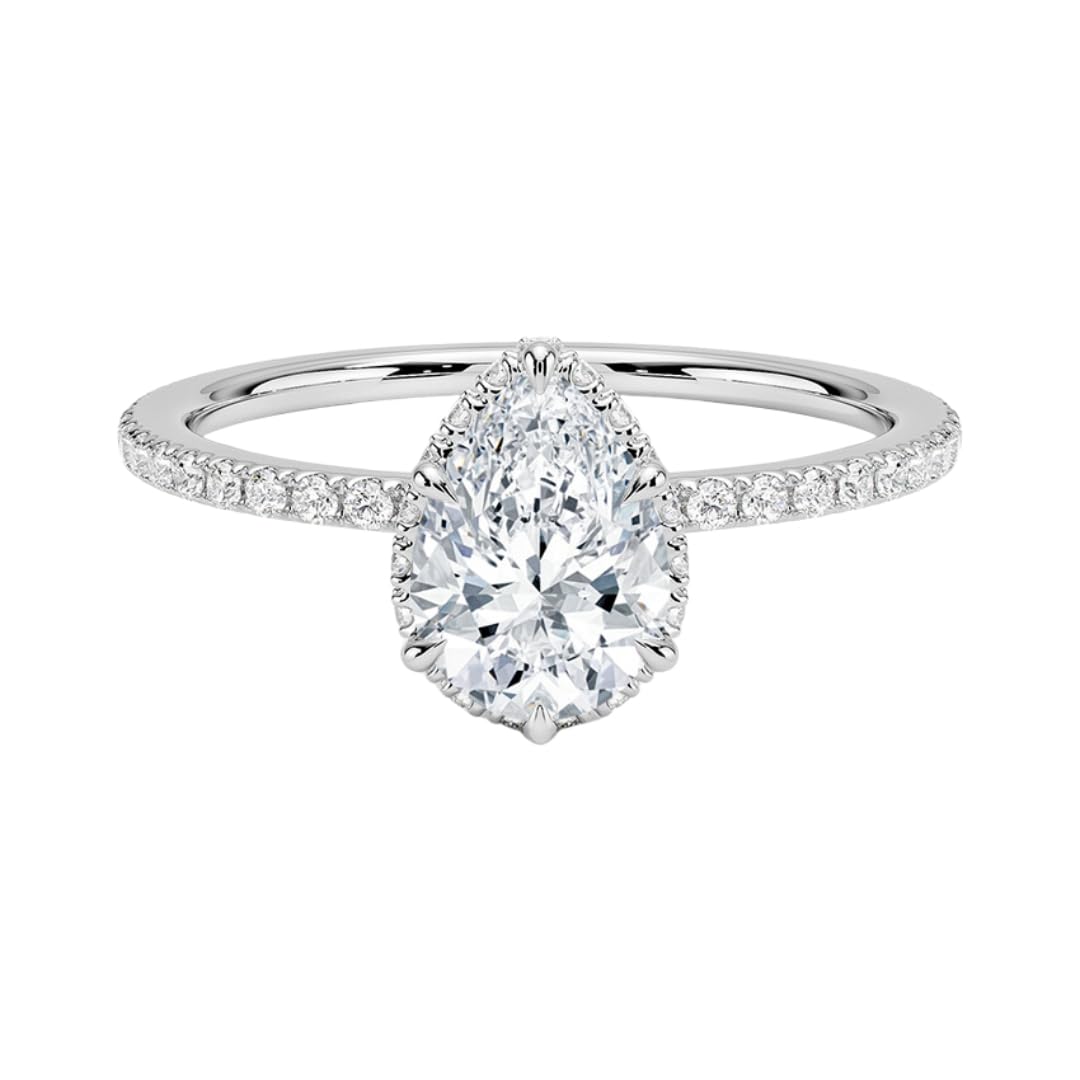 Hidden Halo 1 CT Pear Cut Lab Grown Diamond Ring - view 6