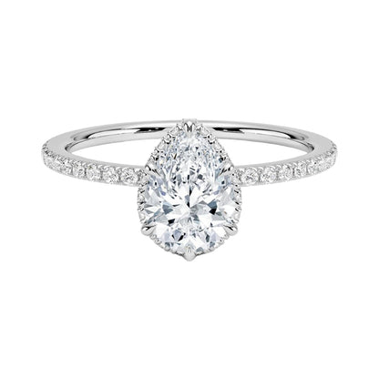 Hidden Halo 1 CT Pear Cut Lab Grown Diamond Ring - view 6