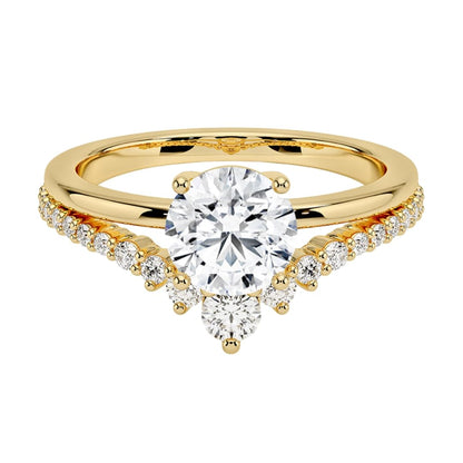 Solitaire 1 CT Round Cut Lab Grown Diamond Curved Engagement Ring - view 1