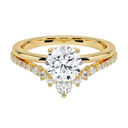 Solitaire 1 CT Round Cut Lab Grown Diamond Curved Engagement Ring - view 1