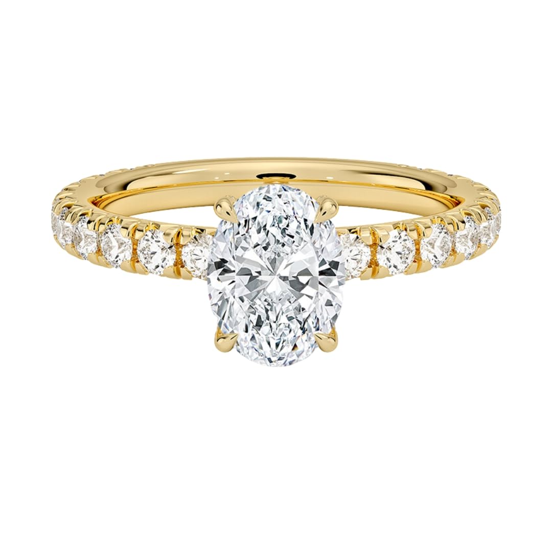 Hidden Halo 1 CT Oval Cut Lab Grown Diamond Engagement Ring - view 1