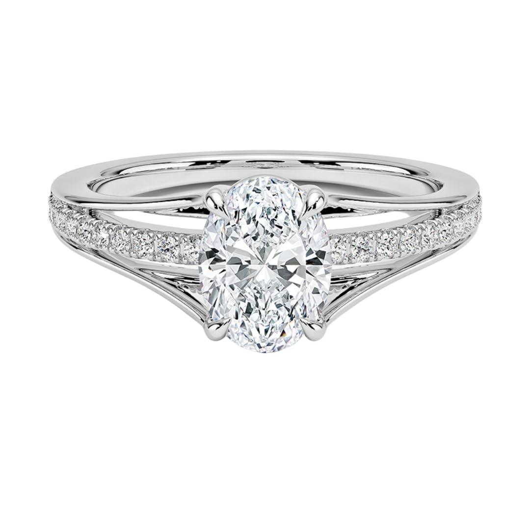 Pave 1 CT Oval Cut Lab Grown Diamond Engagement Ring - view 1