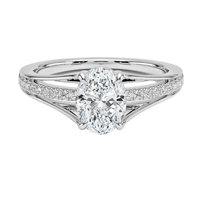Pave 1 CT Oval Cut Lab Grown Diamond Engagement Ring - view 1