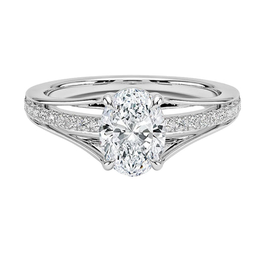 Pave 1 CT Oval Cut Lab Grown Diamond Engagement Ring - view 1
