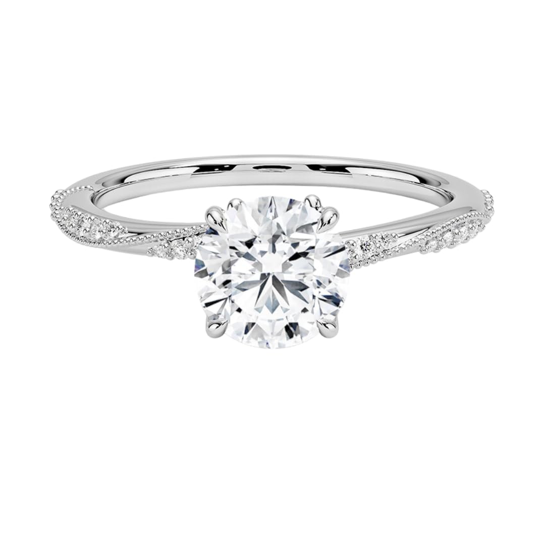 1 CT Round Cut Lab Grown Diamond Engagement Ring - view 6