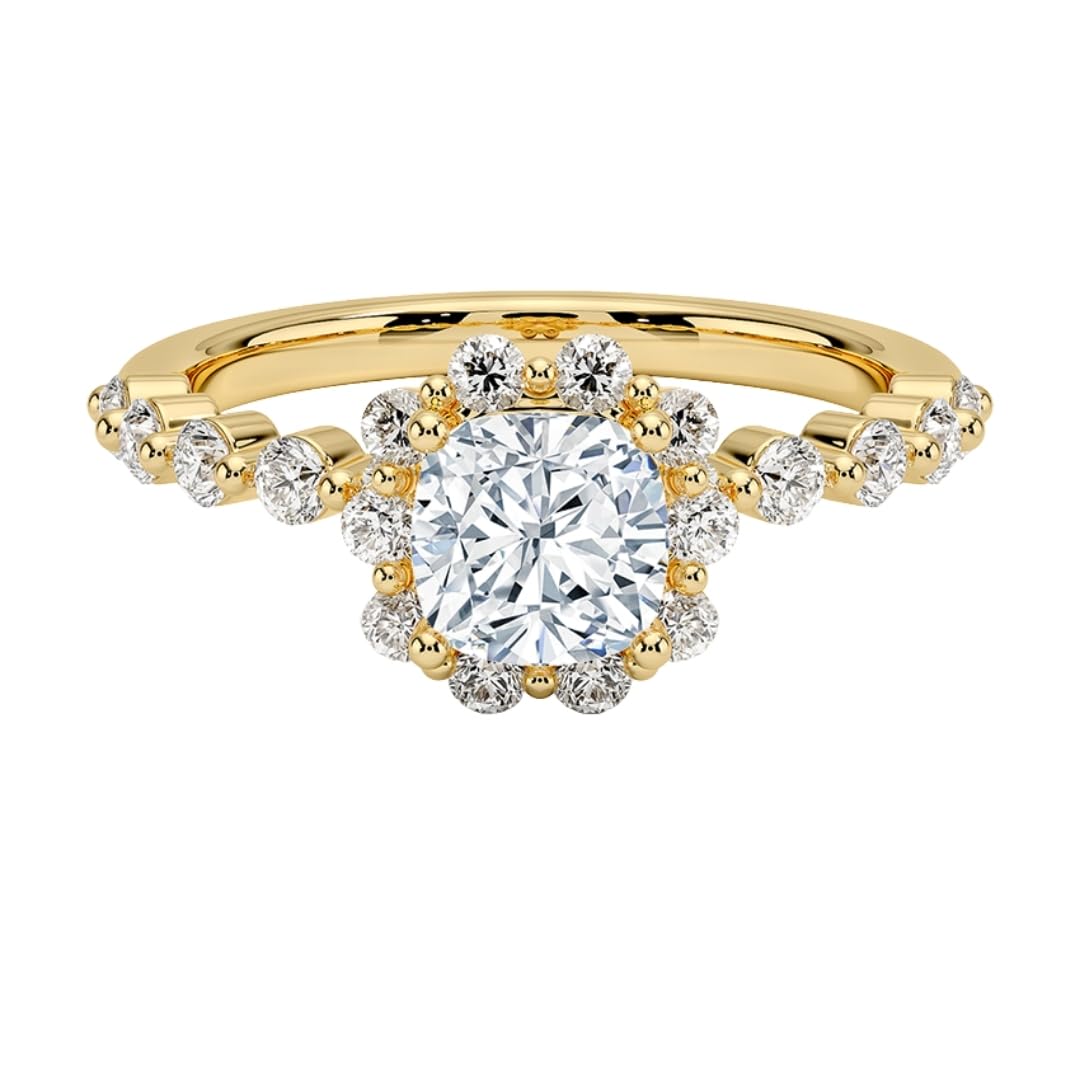 Halo 1 CT Cushion Cut Lab Grown Diamond Engagement Ring - view 6