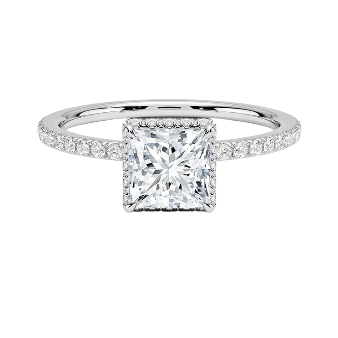 Hidden Halo 1 CT Princess Cut Lab Grown Diamond Ring - view 4
