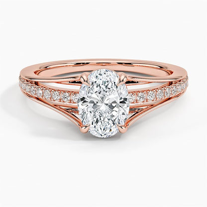Pave 1 CT Oval Cut Lab Grown Diamond Engagement Ring - view 4