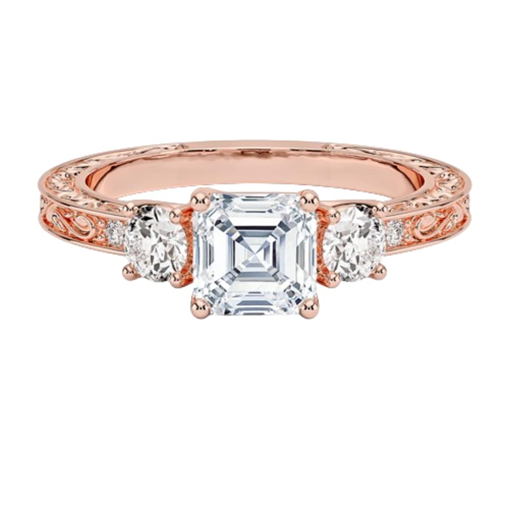 Solitaire 1 CT Asscher Cut Lab Grown Diamond Engagement Ring - view 4