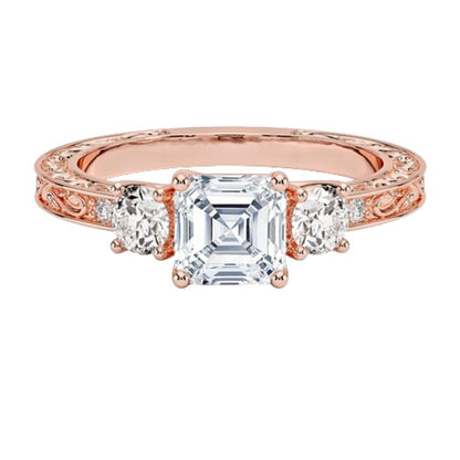 Solitaire 1 CT Asscher Cut Lab Grown Diamond Engagement Ring - view 4