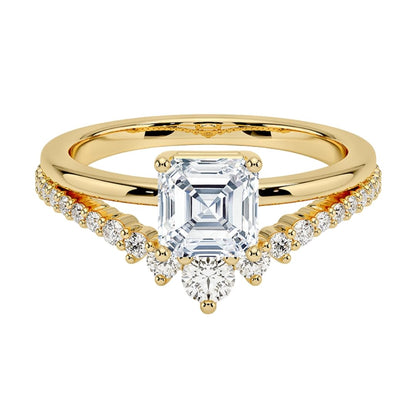 Solitaire 1 CT Asscher Cut Lab Grown Diamond Curved Engagement Ring - view 1