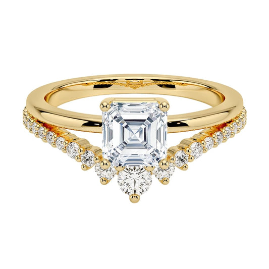 Solitaire 1 CT Asscher Cut Lab Grown Diamond Curved Engagement Ring - view 1