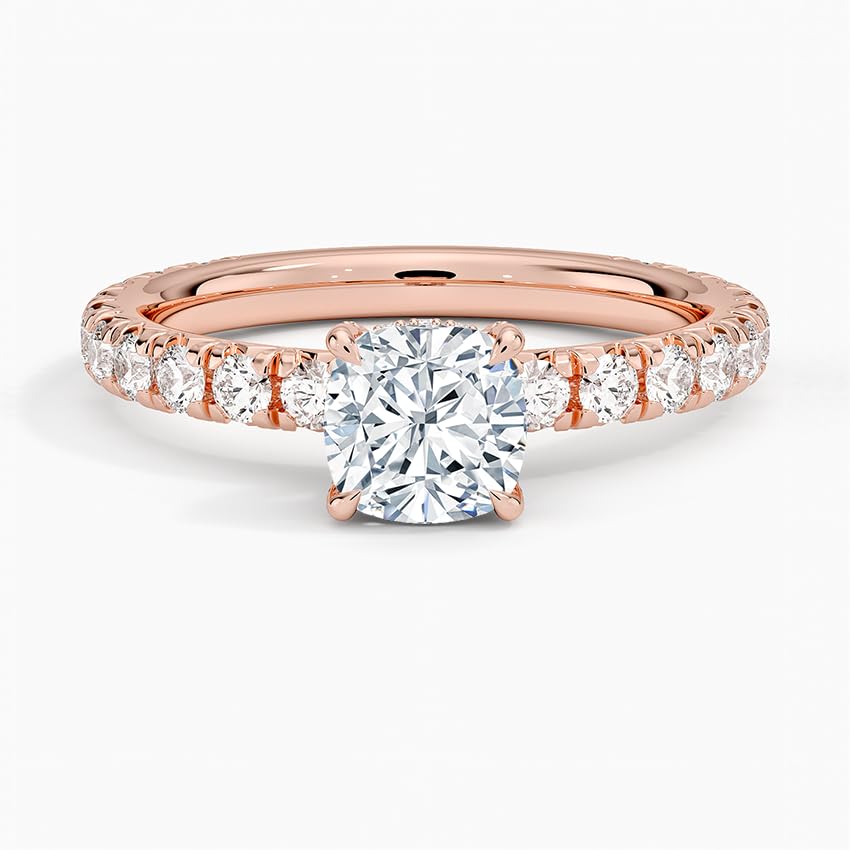 Hidden Halo 1 CT Cushion Cut Lab Grown Diamond Engagement Ring - view 6